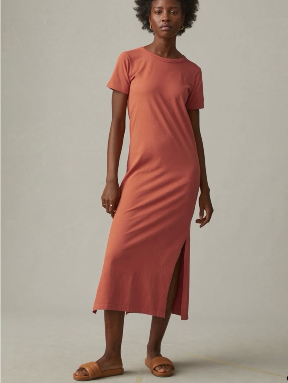 AMERICAN GIANT MIDI TEE DRESS IN APRICOT SIZE LARGE - Picture 3 of 7